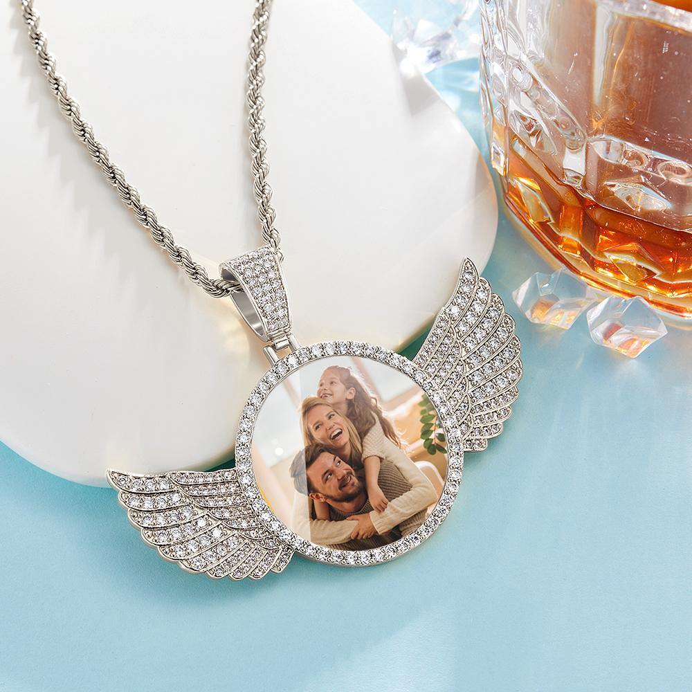 Custom made photo with online wings medallions necklace